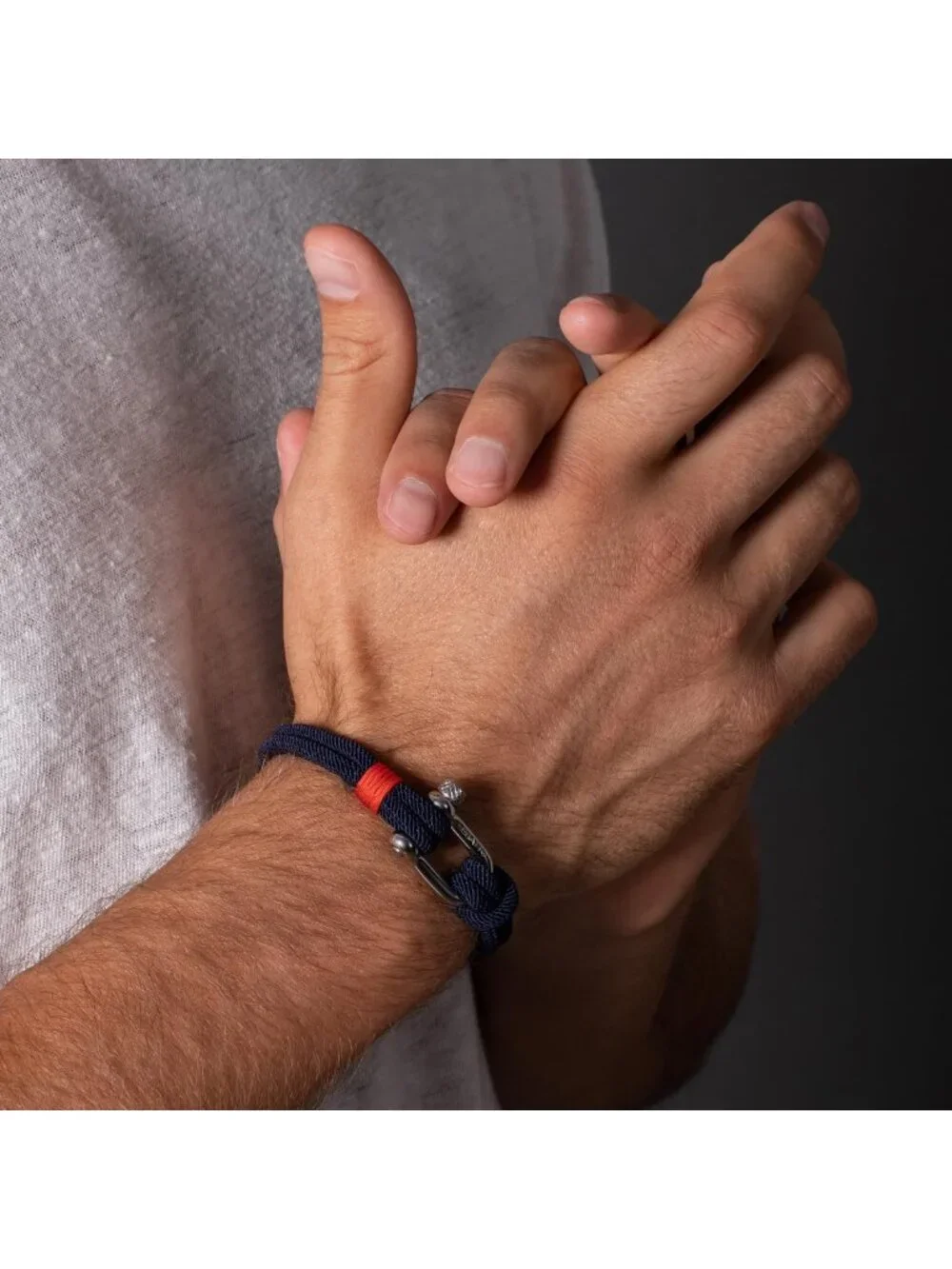Premium Rope Bracelet for Men | Waterproof Nylon Cord & Silver Shackle
